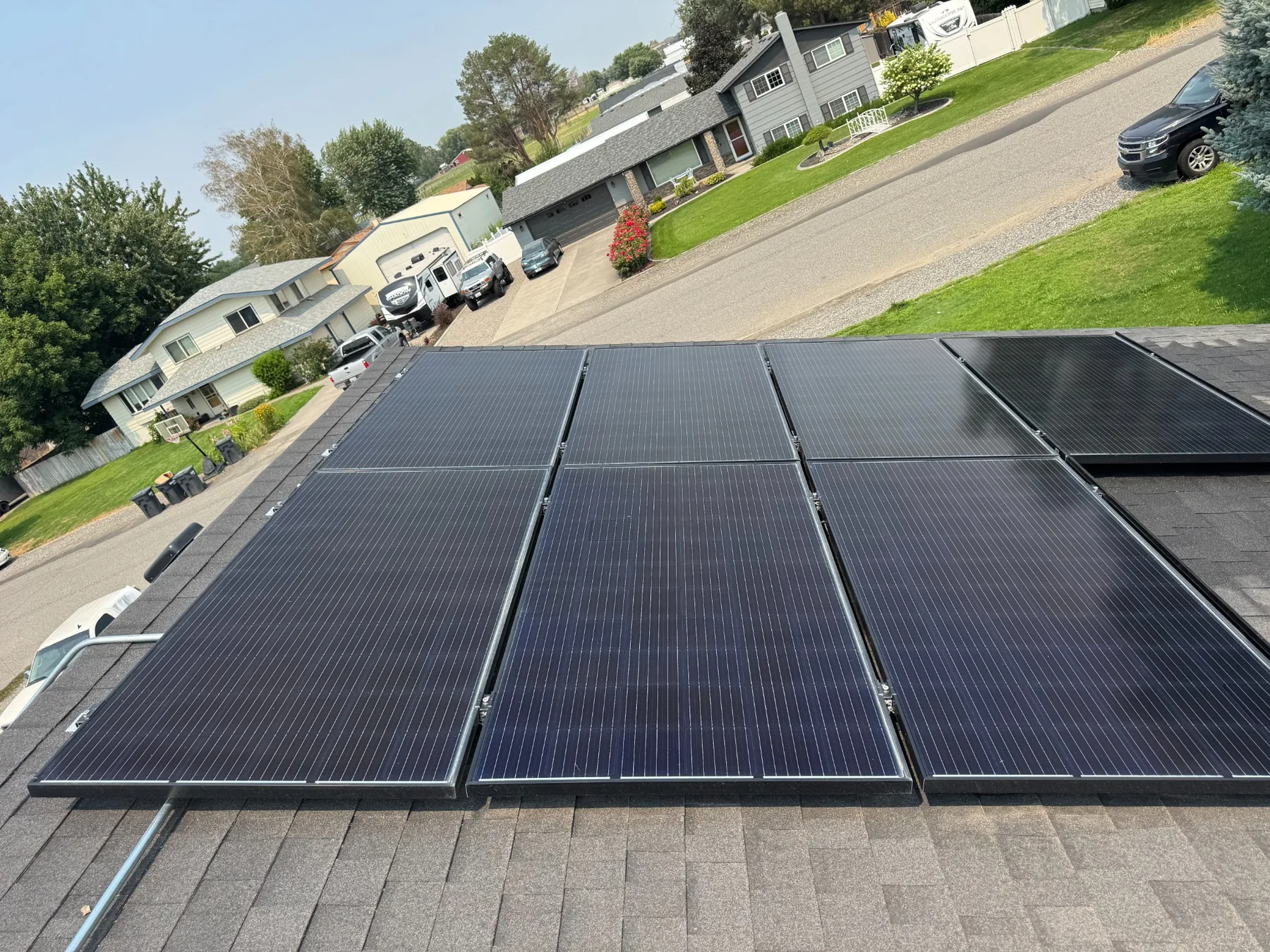Finished residential solar panels after cleaning in the Tri-Cities Washington