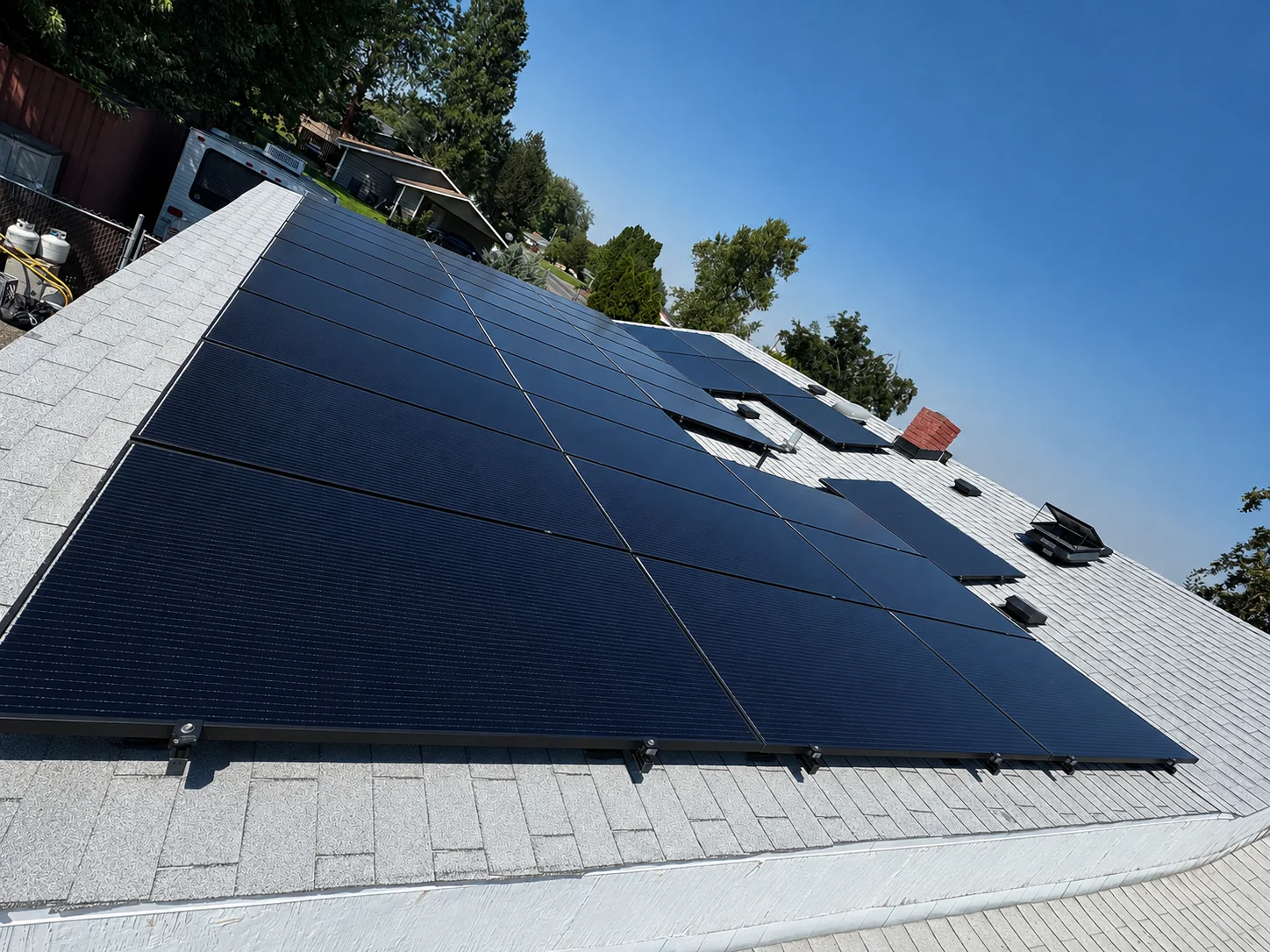 Solar panels after cleaning in the Tri-Cities Washington